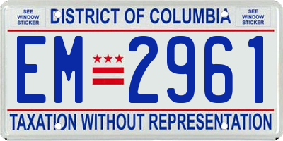 DC license plate EM2961