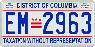 DC license plate EM2963