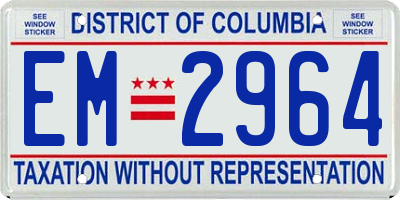 DC license plate EM2964