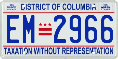 DC license plate EM2966