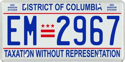 DC license plate EM2967