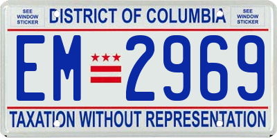 DC license plate EM2969