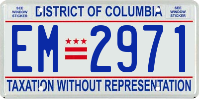 DC license plate EM2971