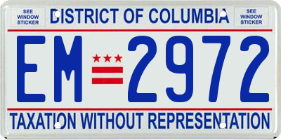 DC license plate EM2972