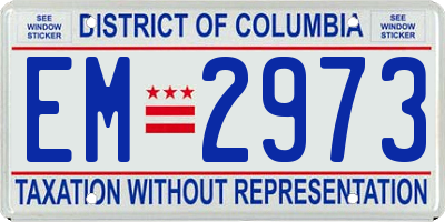 DC license plate EM2973