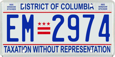 DC license plate EM2974