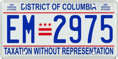 DC license plate EM2975