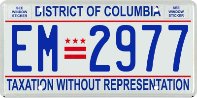 DC license plate EM2977