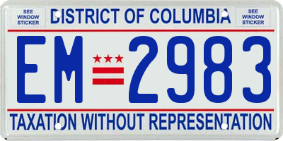 DC license plate EM2983