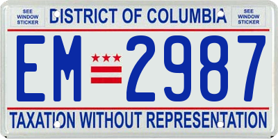 DC license plate EM2987