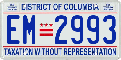 DC license plate EM2993