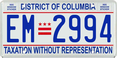 DC license plate EM2994