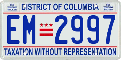 DC license plate EM2997