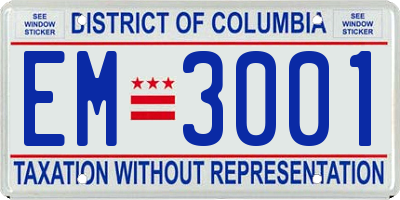 DC license plate EM3001