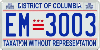 DC license plate EM3003