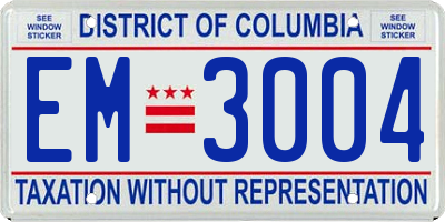 DC license plate EM3004