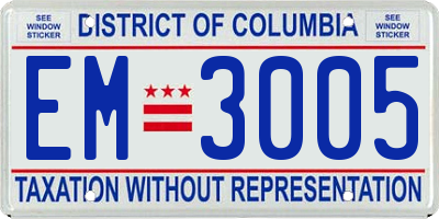 DC license plate EM3005