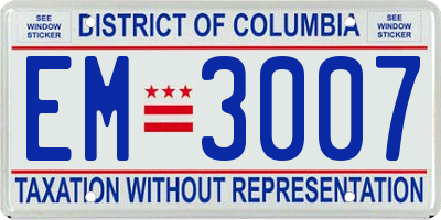 DC license plate EM3007