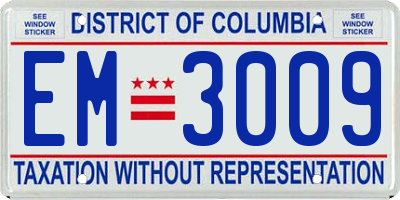 DC license plate EM3009