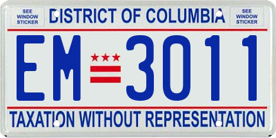 DC license plate EM3011