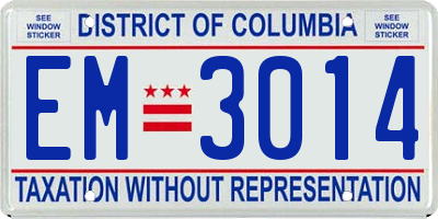 DC license plate EM3014