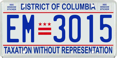 DC license plate EM3015