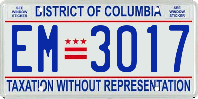 DC license plate EM3017