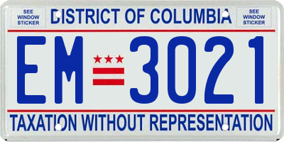 DC license plate EM3021