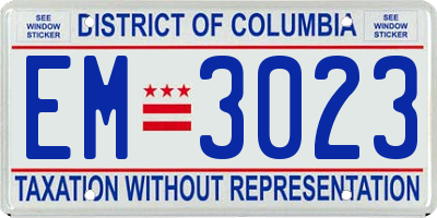 DC license plate EM3023