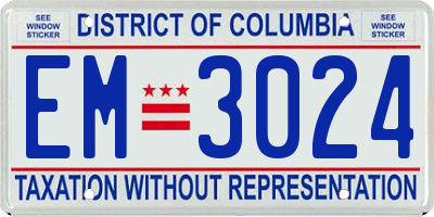 DC license plate EM3024