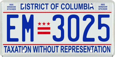 DC license plate EM3025