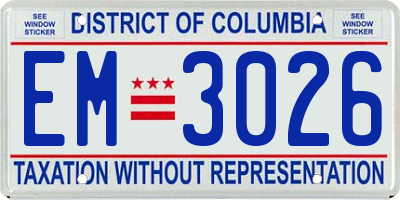 DC license plate EM3026