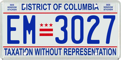 DC license plate EM3027