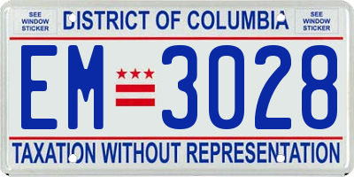 DC license plate EM3028