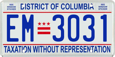 DC license plate EM3031