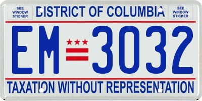 DC license plate EM3032