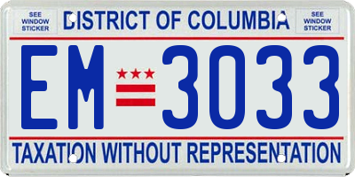 DC license plate EM3033