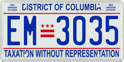 DC license plate EM3035