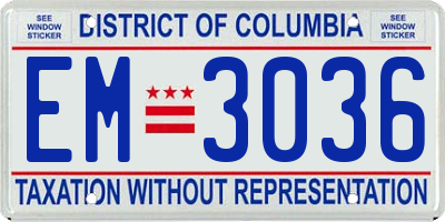 DC license plate EM3036