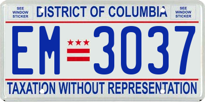 DC license plate EM3037