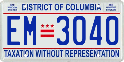 DC license plate EM3040