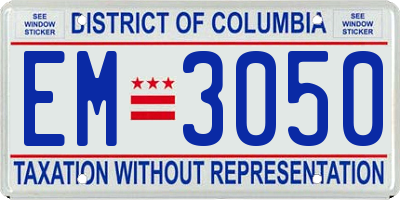 DC license plate EM3050