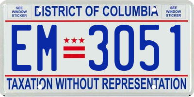 DC license plate EM3051