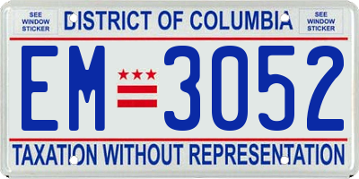 DC license plate EM3052