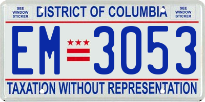 DC license plate EM3053