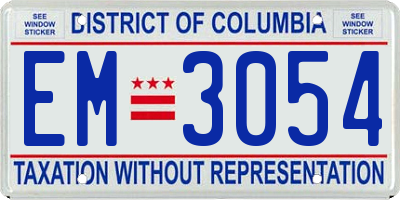 DC license plate EM3054