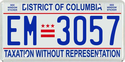 DC license plate EM3057