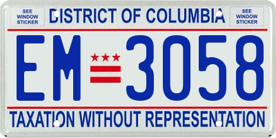 DC license plate EM3058