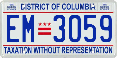 DC license plate EM3059