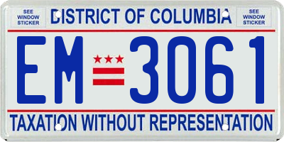 DC license plate EM3061